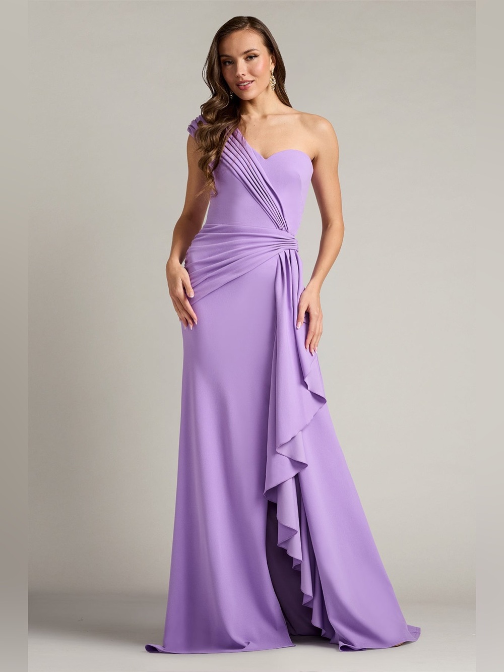 Tadashi Shoji Lune Waterfall Sash Gown Size S